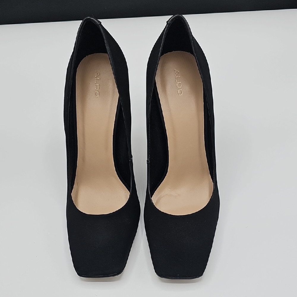 Aldo Black Heels Classic Square Toe